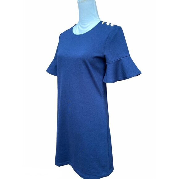 Draper James Navy Blue Bell Sleeve Shift Dress XS - Picture 6 of 11